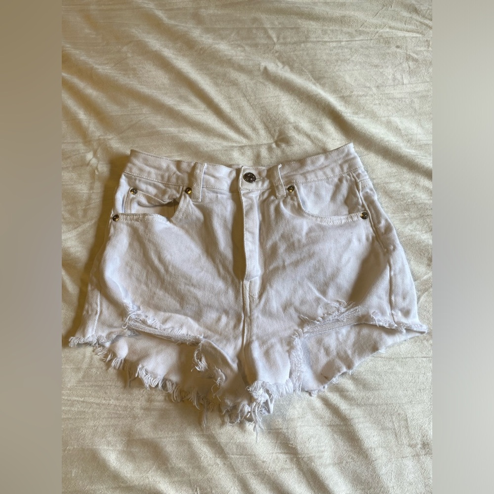 White jean shorts
